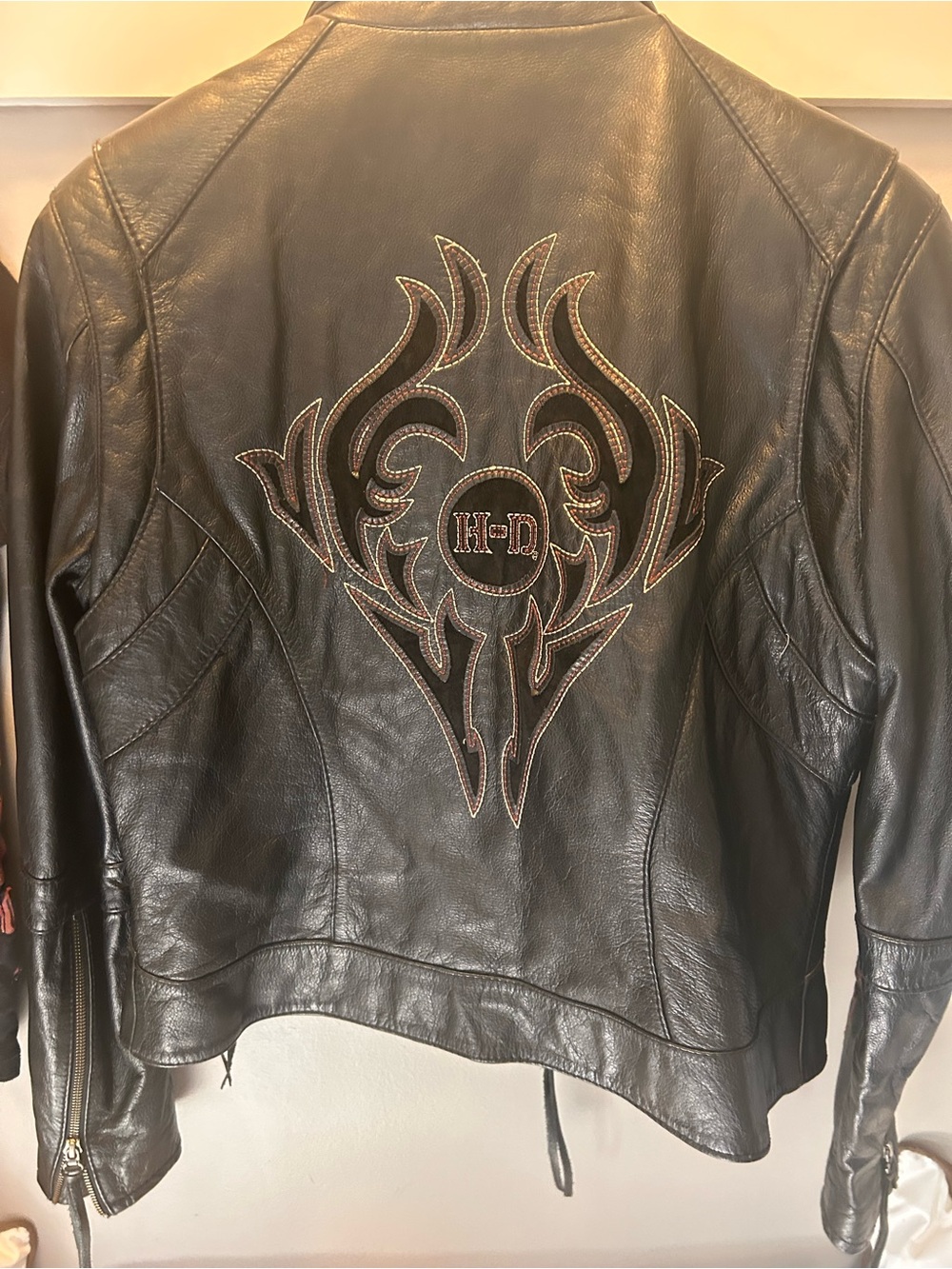 Harley-Davidson Black Leather Jacket with Embroidered Back Logo